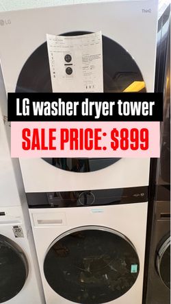 LG white washer dryer tower