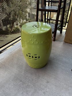 Monochrome Lemon Yellow Chinese Porcelain Garden Stool 17"h x 13" w