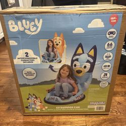 Bluey 6v Bumper Car with 2 Auto Inflatable Characters New In Box