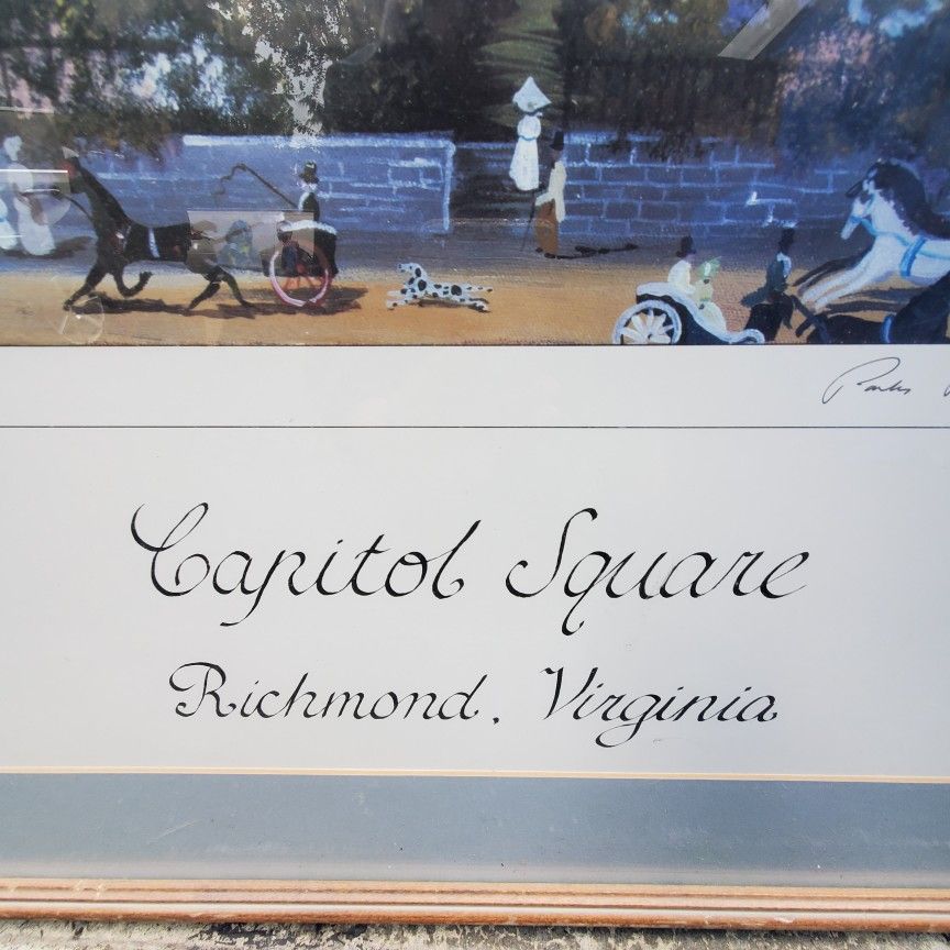Capitol Sqere Ricmond Virginia. By Paul.D. 1985. Singhd. Huge Art In Fraim .vintage. 30x40in
