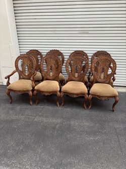 8 Dining Chairs by "Hooker" gorgeous-solid wood- Spanish-old world