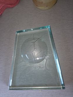 Vintage Laser Engraved Glass Piece 