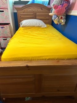 Twin Wood Bed Frame with Headboard