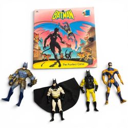 Vintage 90s Batman and Robin Action Figures and Book Bundle Lot