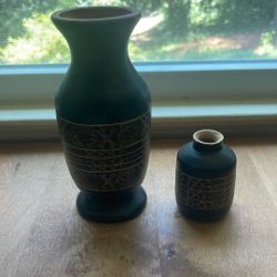 Vintage hand painted Quemada Ware Ceramic Vases