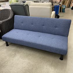 Convertible Futon Sofa Bed Linen Loveseat Adjustable Sleeper Sofa Couch for Living Room Small Apartment,Blue