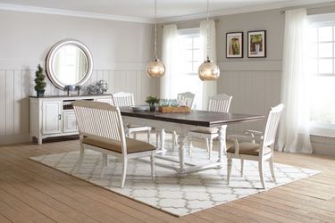 6-Piece Rectangular Dining Set Vintage White And Vintage Latte - $1,193