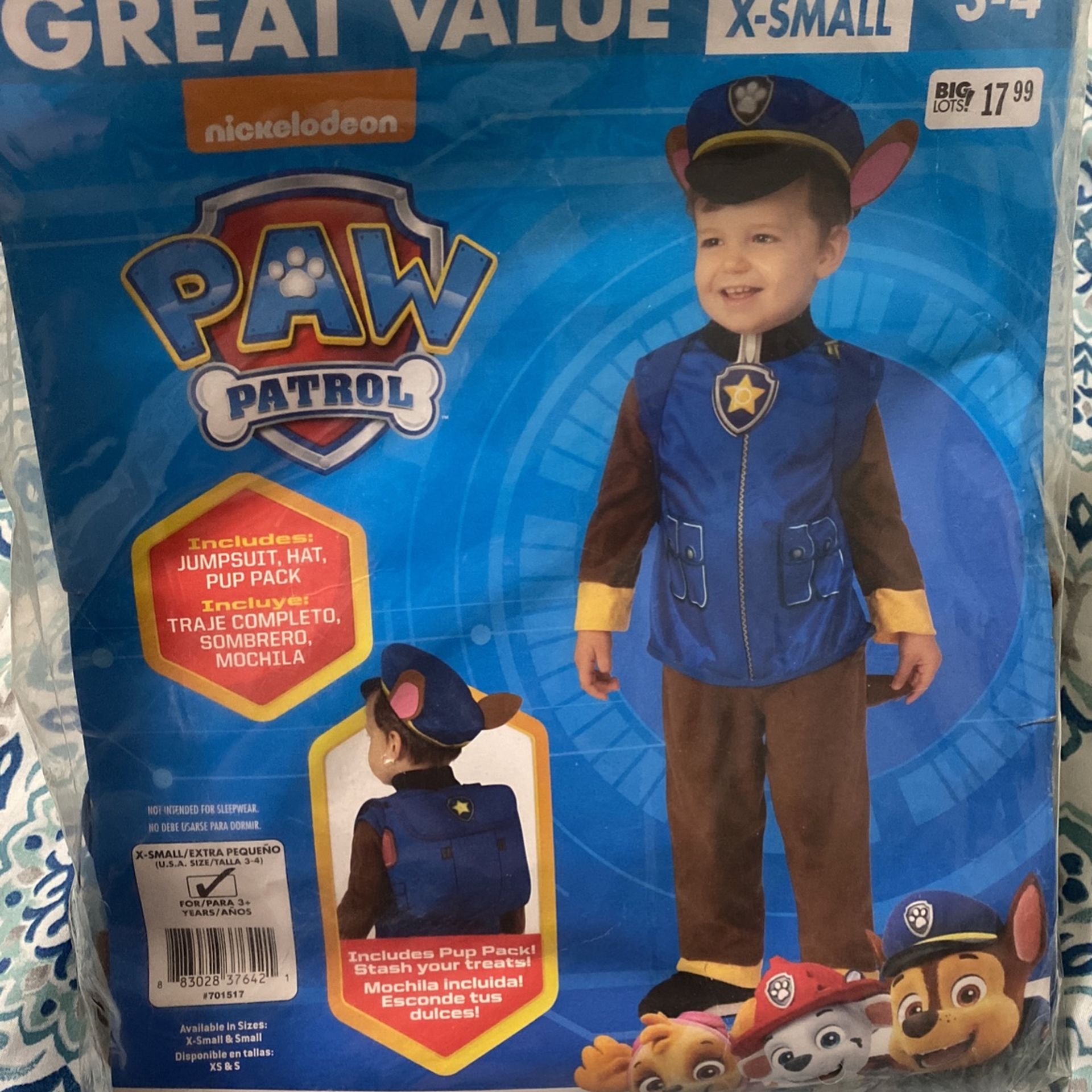 Chase Paw Patrol Costume XS(3-4)