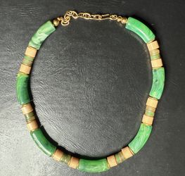 Faux Jade Gold Plated Necklace 