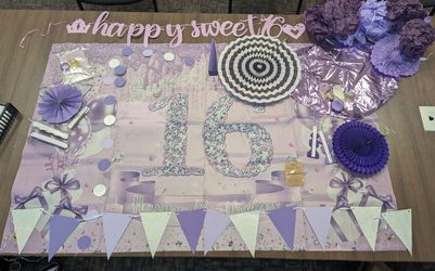 Silver & Purple "Sweet 16" Birthday Party Decoration Bundle (18+ Pieces)