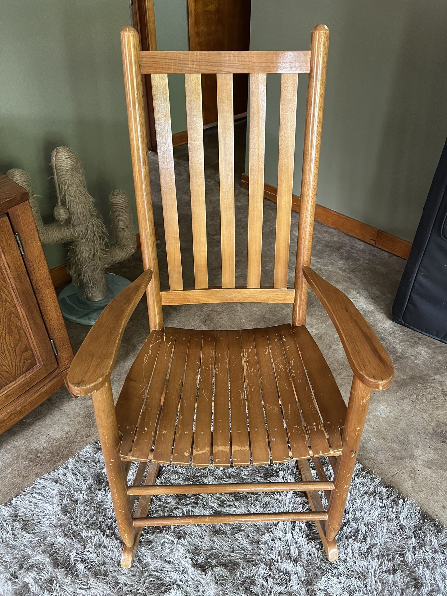 Vintage Mid Century Modern Solid Wood Rocking Chair