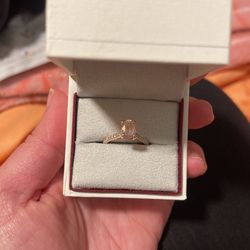 Rose Gold Blush Peach Sapphire Solitaire Ring