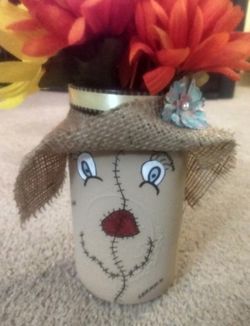 Hand crafted scarecrow jar