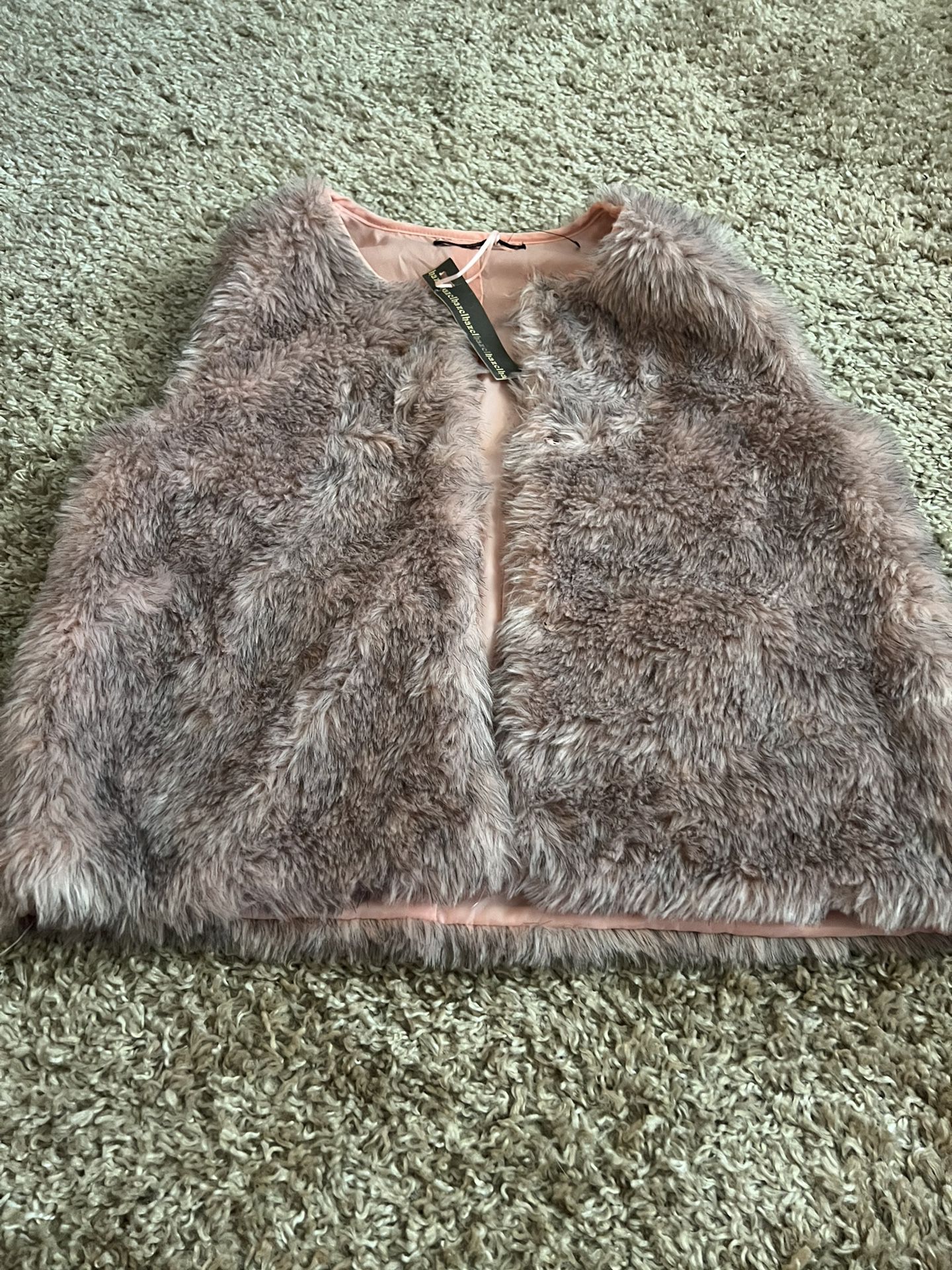 Large Pink Faux Fur Vest 