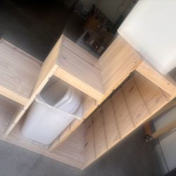 IKEA Wood Stairway Storage Cubby W/ Plastic Storage Totes! ✨