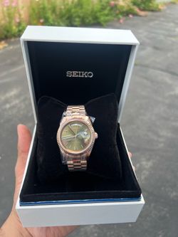 Seiko Rose Gold Olive Roman Dial