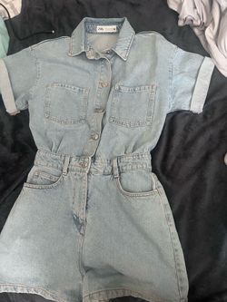 Zara denim shorts jumpsuit