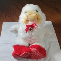 Plush Duck Stuff Animal Decked Out For The Holidays With Bell And Slippers