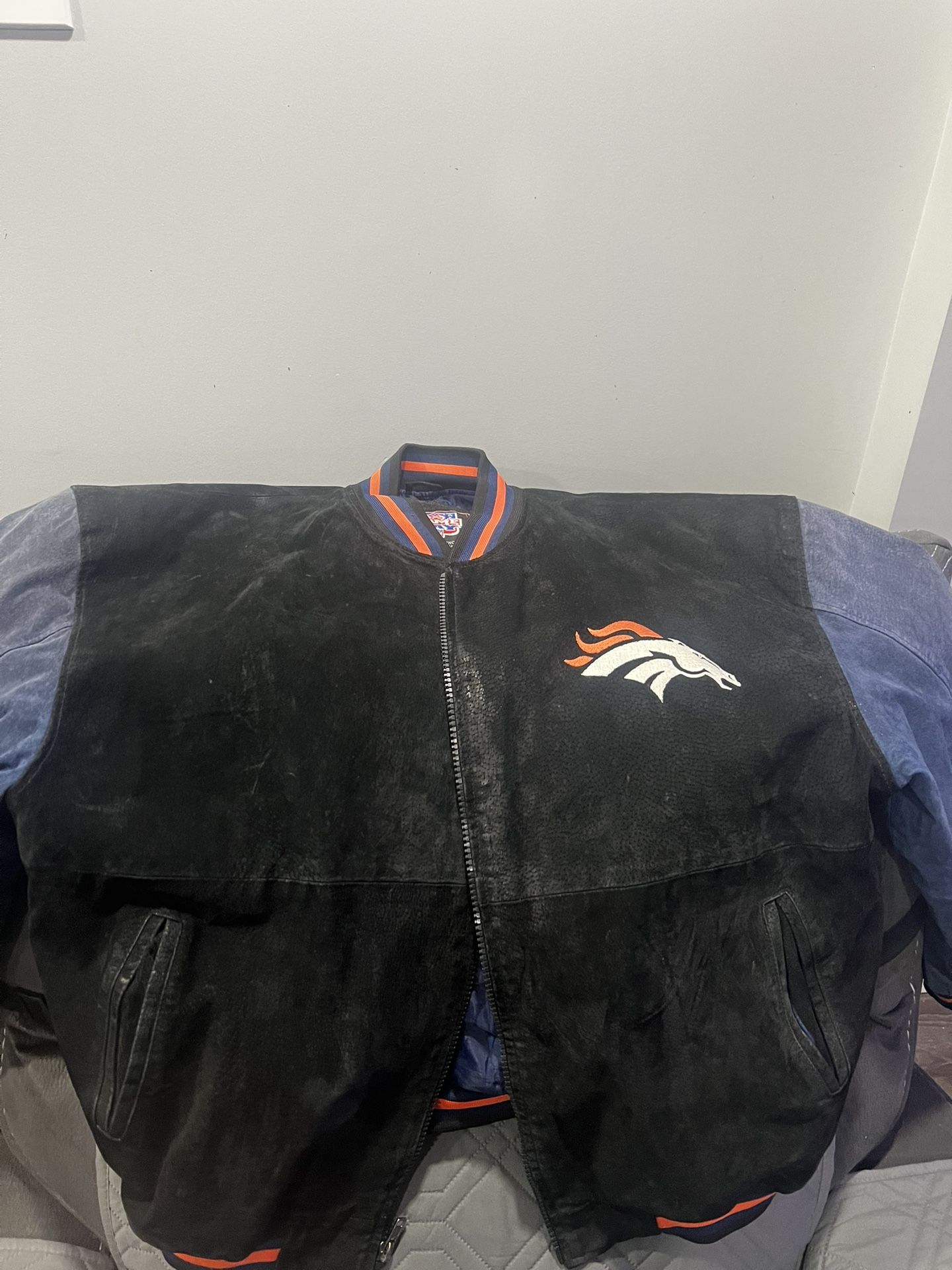 Denver Broncos Suede Leather Jacket Size XL