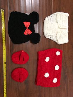 Disney Minnie Mouse baby outfit costume photo shoot knitted