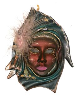 Gorgeous Ceramic Venetian Mask Wall Plaque from Venice, Italy