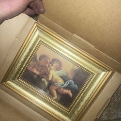 Vintage Cherub Angel Print Framed