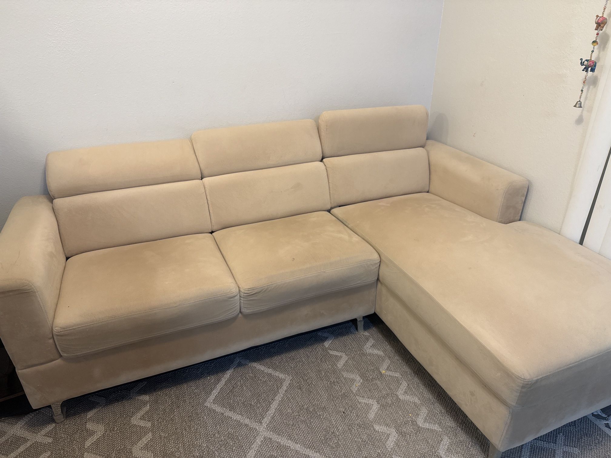 Fabric sectional sofa with chaise