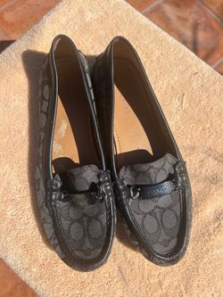 Coach "Olive" Signature Jacquard Loafers - Black/Grey Monogram size 9.5