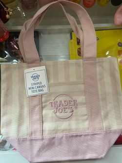 Striped mini canvas tote bag
