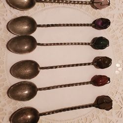 Set Of 6 Vintage Small Spuns Silver Plate. 
