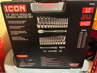 ICON 54 PIECE SET METRIC AND SAE 3/8" DRIVE MODULAR GENERAL SERVICE SET