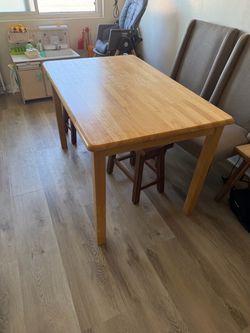 Solid Wood Dining Table – 48” × 30” – Very Sturdy / Great Refinishing Project