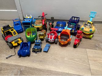 Big Toy Vehicle Lot Cars Trucks Bikes Spongebob PJ Masks