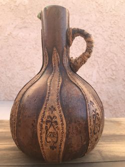 Leather wrapped Italian carafe
