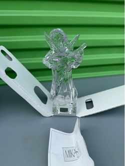 Vintage 8.25” Tall Mikasa Crystal Angel Mandolin Statue Figurine Solid Crystal
