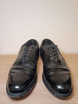 Black Leather Semi Brogue Oxford Dress Shoes – Size 10.5D, Classic Style