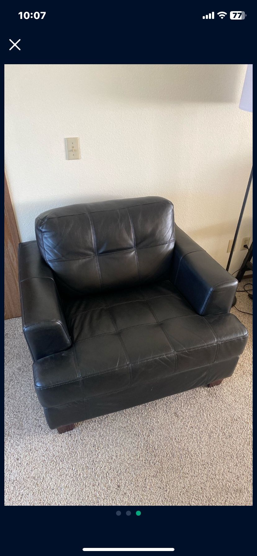 Faux Leather Black Wide Armchair