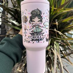 40oz Custom Tumbler With Resin Pearl Lid 🧁🍭