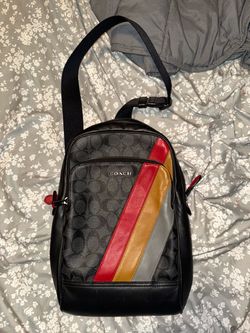 Coach Signature Sling Bag with Varsity Stripe