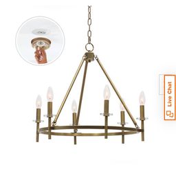 New Sapello 24 in. Plug and Play 6-Light Lacquered Brass Chandelier with SkyPlug