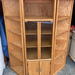 Versatile Set of 3 Oak Bookcase / Kitchen Pantry Storage Shelving Cabinet 