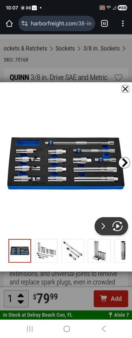 QUINN Spark Plug Socket Set 3/8 In Tools Drive SAE Metric