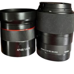 Sigma 30mm F/1.4 Contemporary / Rokinon 45 AF F/1.8