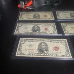 Five Red Seal Five Dollar Bills Coll