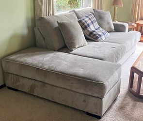 Living Spaces Sofa with Ottoman - Light Gray