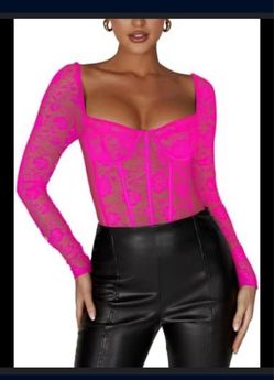 Women's Sexy Floral Lace Bustier Corset Thong Bodysuits