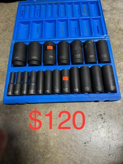 Grey Pneumatic Corp 1319D 1/2" Deep Length Fractional Master Socket Set, 19 Piece