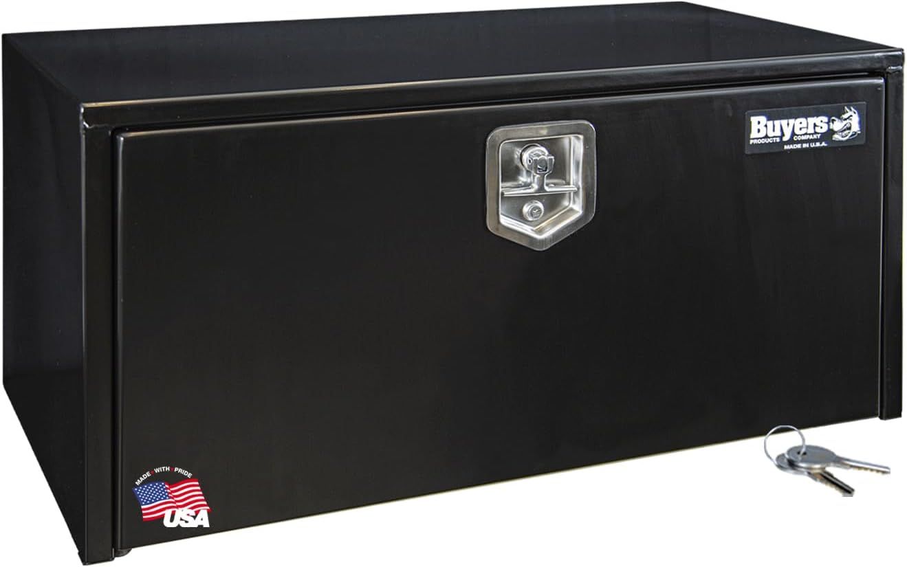 Buyers Products 1702305 Black Steel Underbody Truck Box, 18 x 18 x 36 Inch, Made In the USA, 14 Ga Black Steel Trailer/Truck Bed Tool Box, Weather-Res