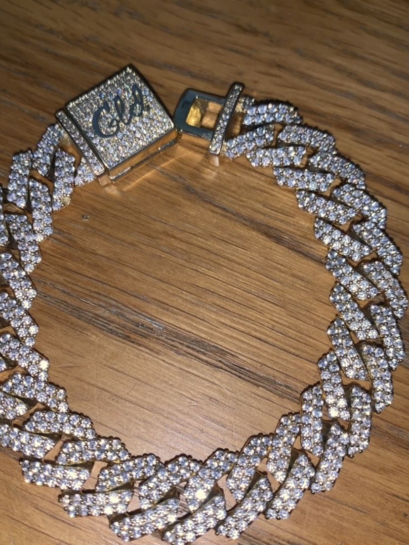 Shop GLD Cuban Diamond Prong Bracelet in Yellow Gold (7inch)