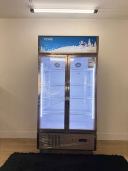 Commercial Refrigerator,Display Fridge Upright Beverage Cooler, Glass Door with LED Light for Home, Store, Gym or Office 